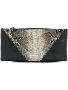 Just Cavalli Snakeskin Effect Zip Clutch - Black