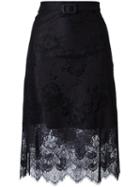 Carven Scalloped Hem Lace Skirt, Women's, Size: 36, Black, Cotton/nylon/acetate/silk