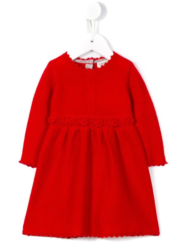 Cashmirino Floral Motif Flared Dress, Infant Girl's, Size: 6 Mth, Red