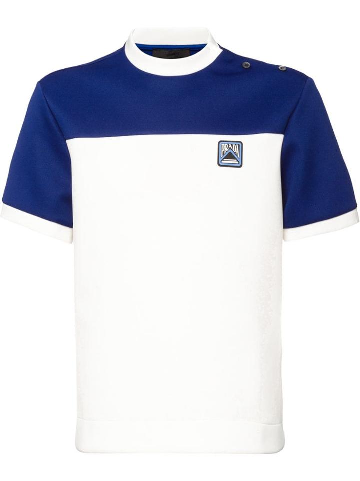 Prada Buttoned Shoulder Jersey T-shirt - White