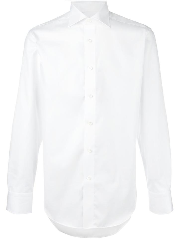 Canali Plain Shirt, Size: 41, White, Cotton