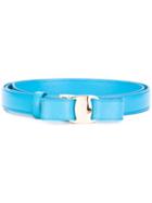 Salvatore Ferragamo Vara Bow Belt, Women's, Size: 90, Blue, Calf Leather