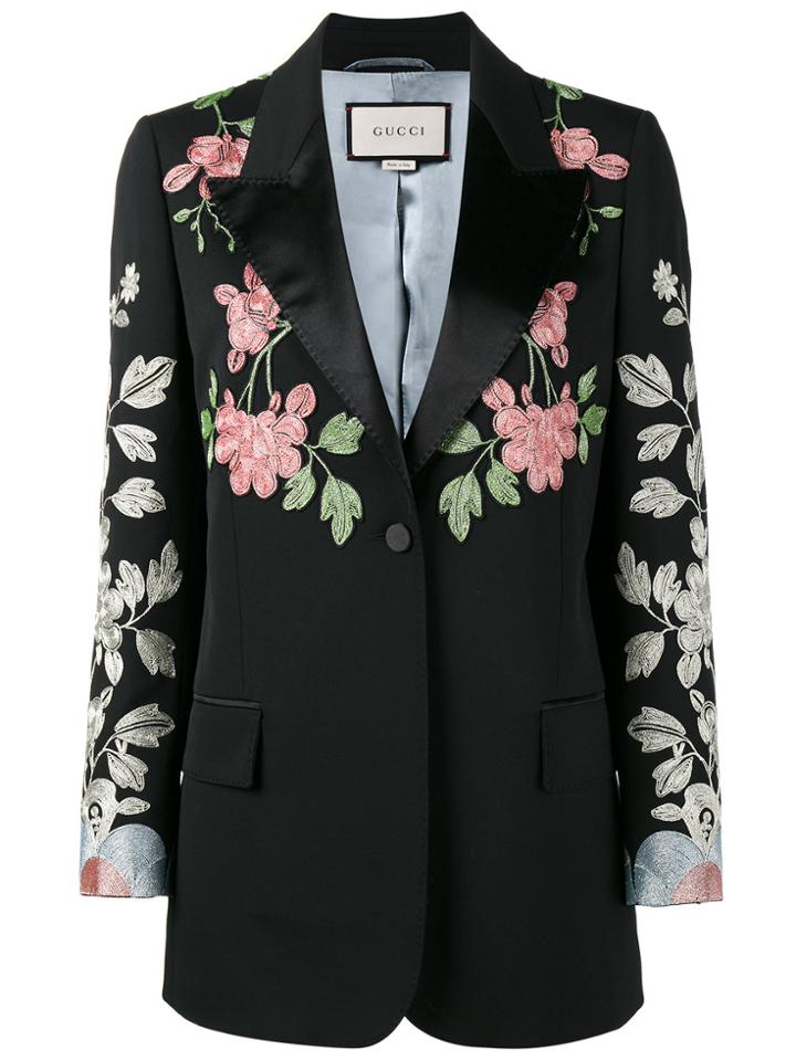 Gucci Floral Embroidered Blazer - Black