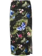 Fleur Du Mal - Tropical Print Slit Skirt - Women - Nylon/spandex/elastane - Xs, Black, Nylon/spandex/elastane