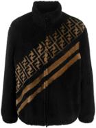 Fendi Ff Motif Faux Fur Jacket - Black