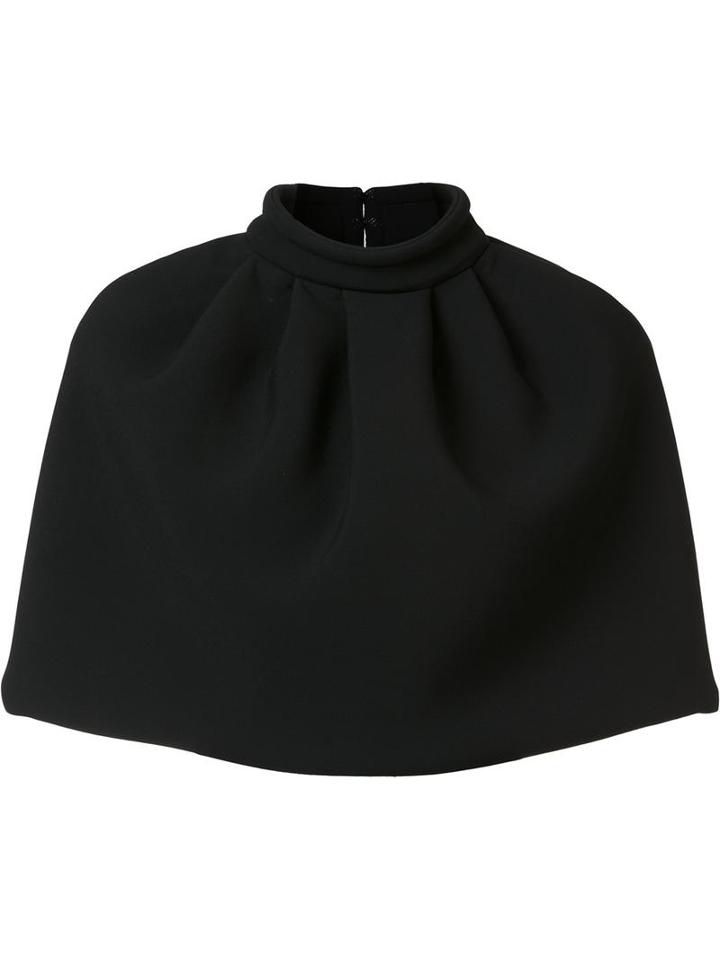 Brandon Maxwell Ruched Cape Layer, Women's, Size: 4, Black, Acrylic/spandex/elastane/viscose