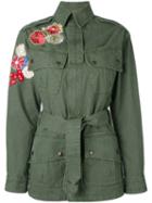 Saint Laurent - Flower Embroidered Military Parka Jacket - Women - Cotton - L, Green, Cotton