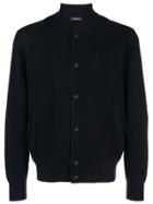 Z Zegna Buttoned Logo Patch Cardigan - Blue