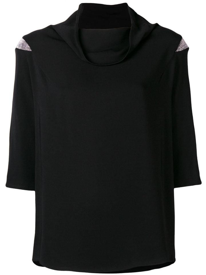 Fabiana Filippi Foldover Neck Blouse - Black