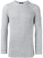 Roberto Collina Cable Knit Fitted Jumper, Men's, Size: 48, Grey, Cotton