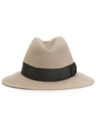 Hermès Vintage Grosgrain Band Fedora Hat, Women's, Size: 55, Grey