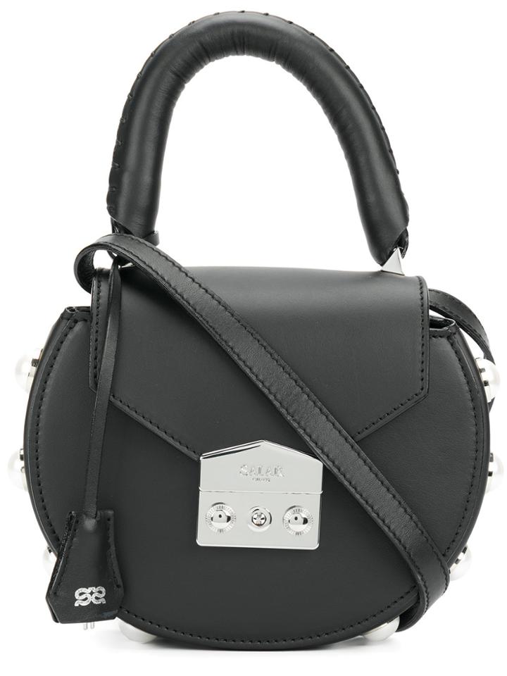Salar Round Pearl Detail Cross Body Bag - Black