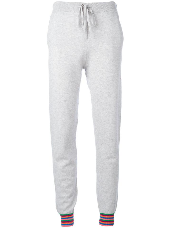 Chinti And Parker Striped Cuff Track Pants, Women's, Size: Small, Grey, Cashmere