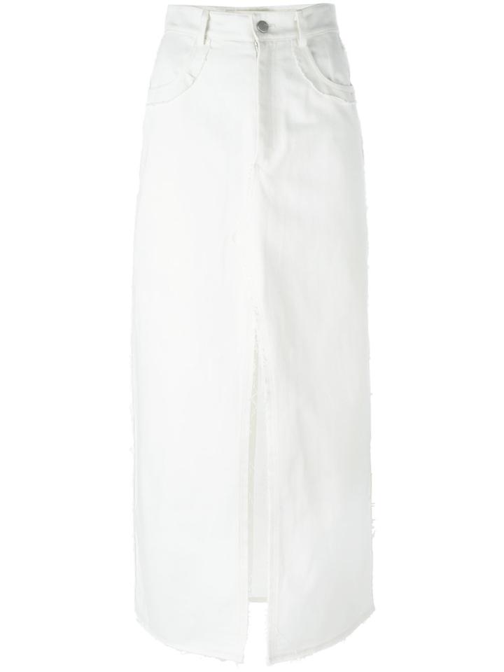 Rosetta Getty Long Side-slit Skirt - White