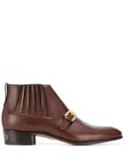 Gucci Buckle Detail Ankle Boots - Brown