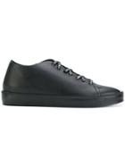 Leather Crown Contrast Colour Lace-up Sneakers - Black