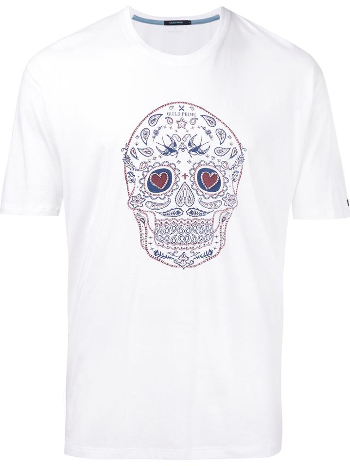 Guild Prime - Skull Graphic T-shirt - Men - Cotton/rayon - 1, White, Cotton/rayon