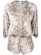 Poupette St Barth Floral Print Playsuit - Grey