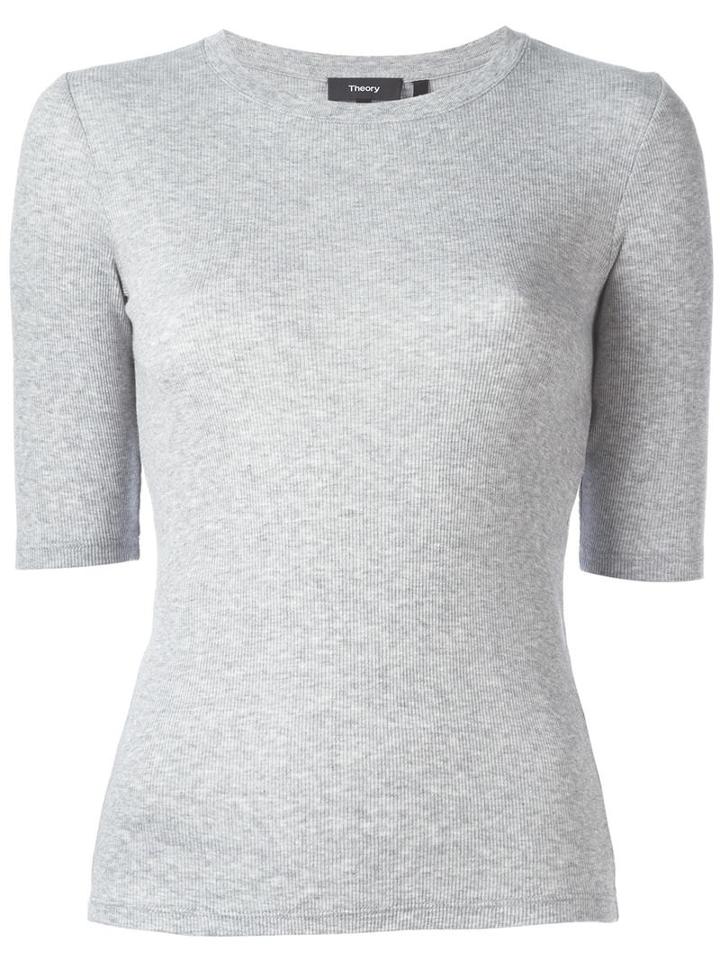 Theory Ribbed T-shirt, Women's, Size: Medium, Grey, Cotton/modal
