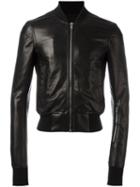 Rick Owens Cropped Bomber Jacket, Men's, Size: 48, Black, Leather/cotton