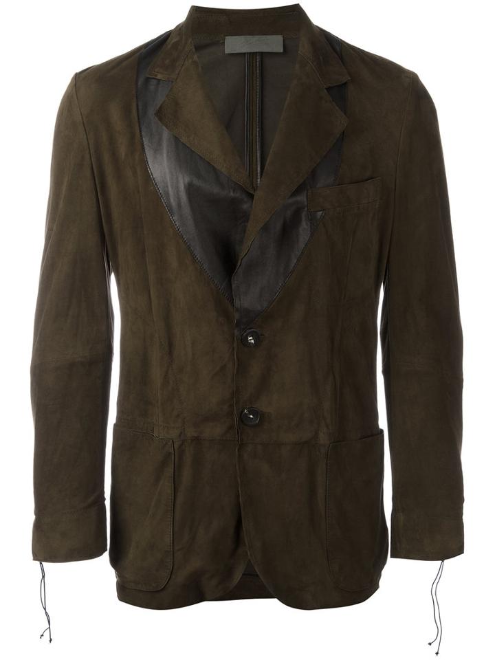 Di Liborio - Panelled Blazer - Men - Suede - 50, Green, Suede