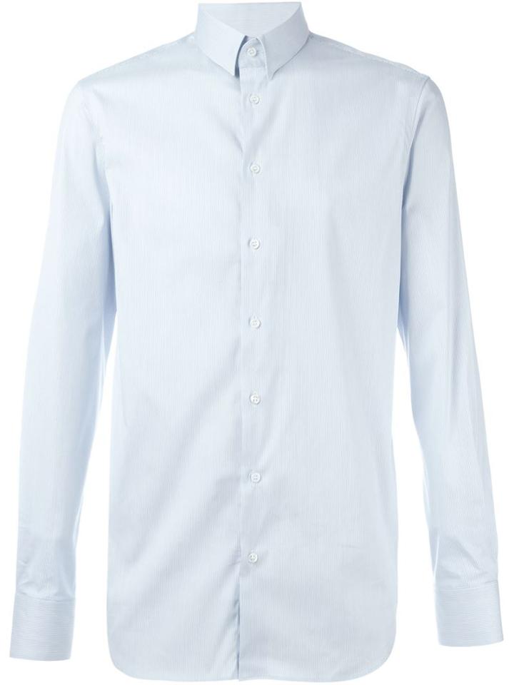 Giorgio Armani Fine Striped Shirt, Men's, Size: 41, Blue, Cotton/polyamide/spandex/elastane