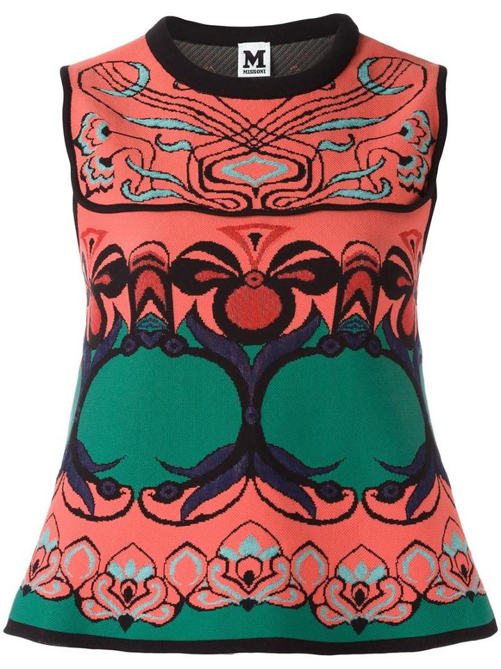 M Missoni Patterned Knit Vest, Women's, Size: 38, Yellow/orange, Cotton/acrylic/polyamide/virgin Wool