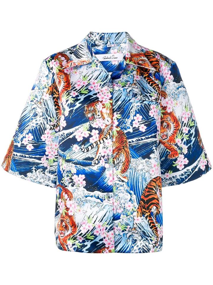 Richard Quinn Tiger Waves Print Shirt - Blue