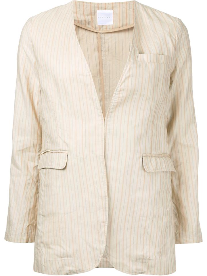Cityshop - Striped Blazer - Women - Cotton/linen/flax - 38, Nude/neutrals, Cotton/linen/flax