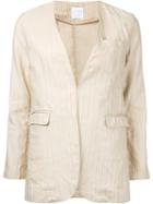 Cityshop - Striped Blazer - Women - Cotton/linen/flax - 38, Nude/neutrals, Cotton/linen/flax