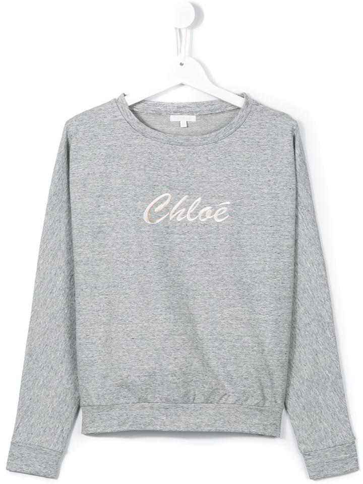 Chloé Kids Embroidered Logo Sweatshirt