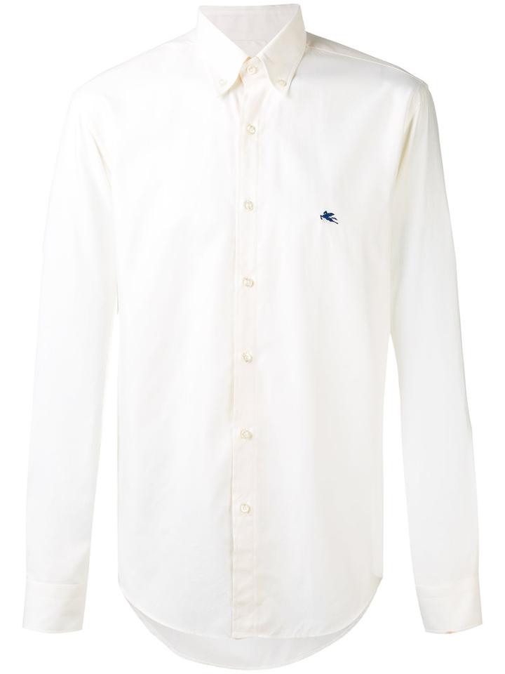 Etro Embroidered Logo Shirt, Men's, Size: 41, Nude/neutrals, Cotton