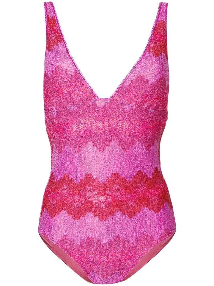 Missoni Mare Striped Swimsuit - Pink & Purple