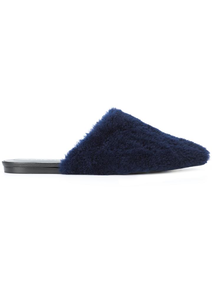 Jenni Kayne Flat Shearling Mules - Blue