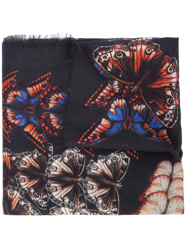 Alexander Mcqueen Metapmorphosis Butterfly Pashmina - Black