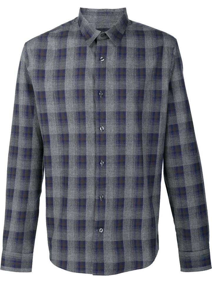Vince Checked Shirt, Men's, Size: Medium, Grey, Cotton