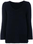 Incentive! Cashmere V-neck Sweater - Blue