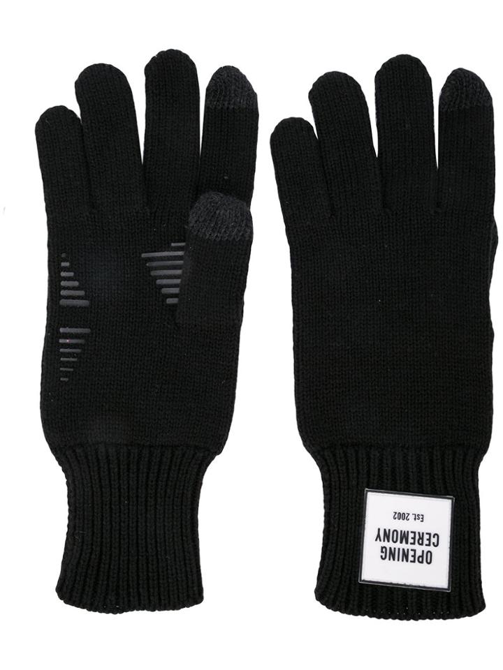 Opening Ceremony Logo Knit Gloves - Black