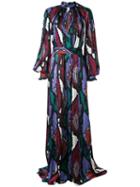 Carolina Herrera Feather Print Long Dress - Multicolour