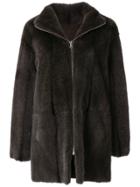 Liska Long Sleeved Zipped Up Coat - Brown