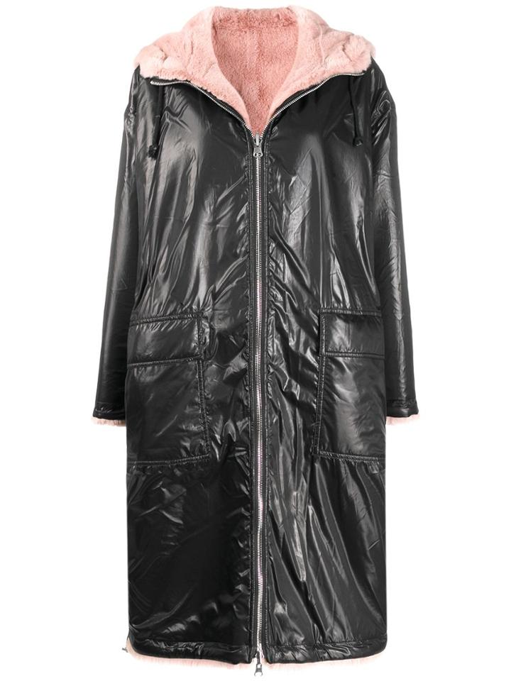 Stand Studio Contrast Zipped Coat - Black