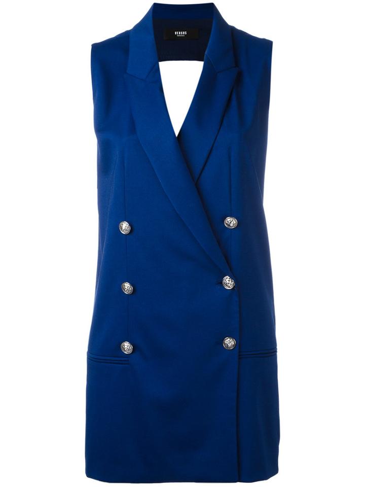 Versus Double Breasted Waistcoat, Women's, Size: 42, Blue, Wool/spandex/elastane/viscose