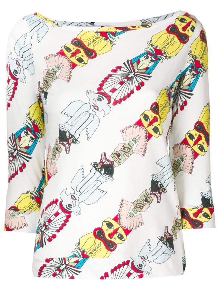 Ultràchic Printed Blouse - White