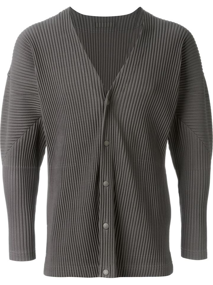 Homme Plissé Issey Miyake Ribbed Jacket, Men's, Size: 3, Grey, Polyester