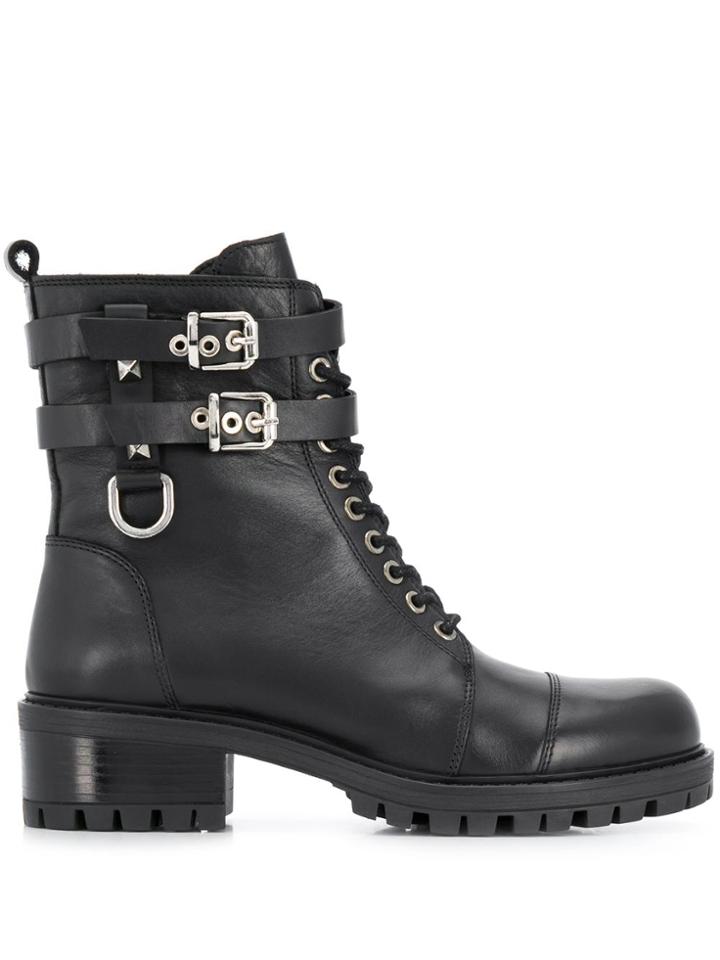 Albano Side Buckle Boots - Black