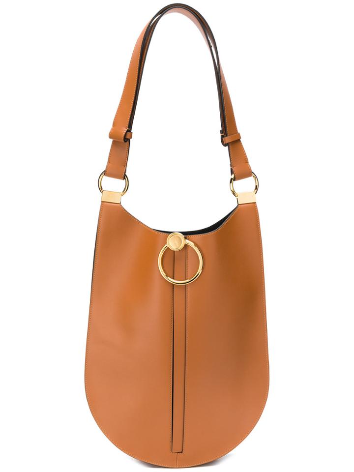 Marni Curved Flat Shoulder Bag - Brown