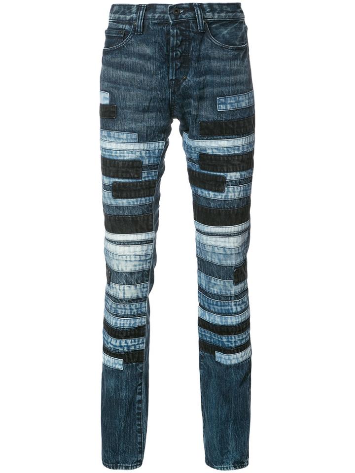 Prps Striped Slim-fit Jeans, Men's, Size: 34, Blue, Cotton