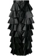 Saint Laurent Long Tiered Ruffle Skirt - Black