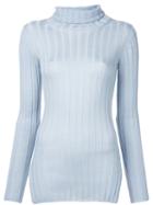 Cityshop Ribbed Turtle Neck Sweater, Women's, Blue, Tencel/wool
