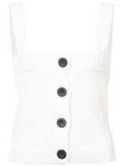 Derek Lam 10 Crosby Cropped Knit Top With Buttons - White
